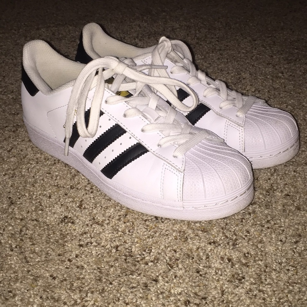 Adidas superstar black and white sneakers!